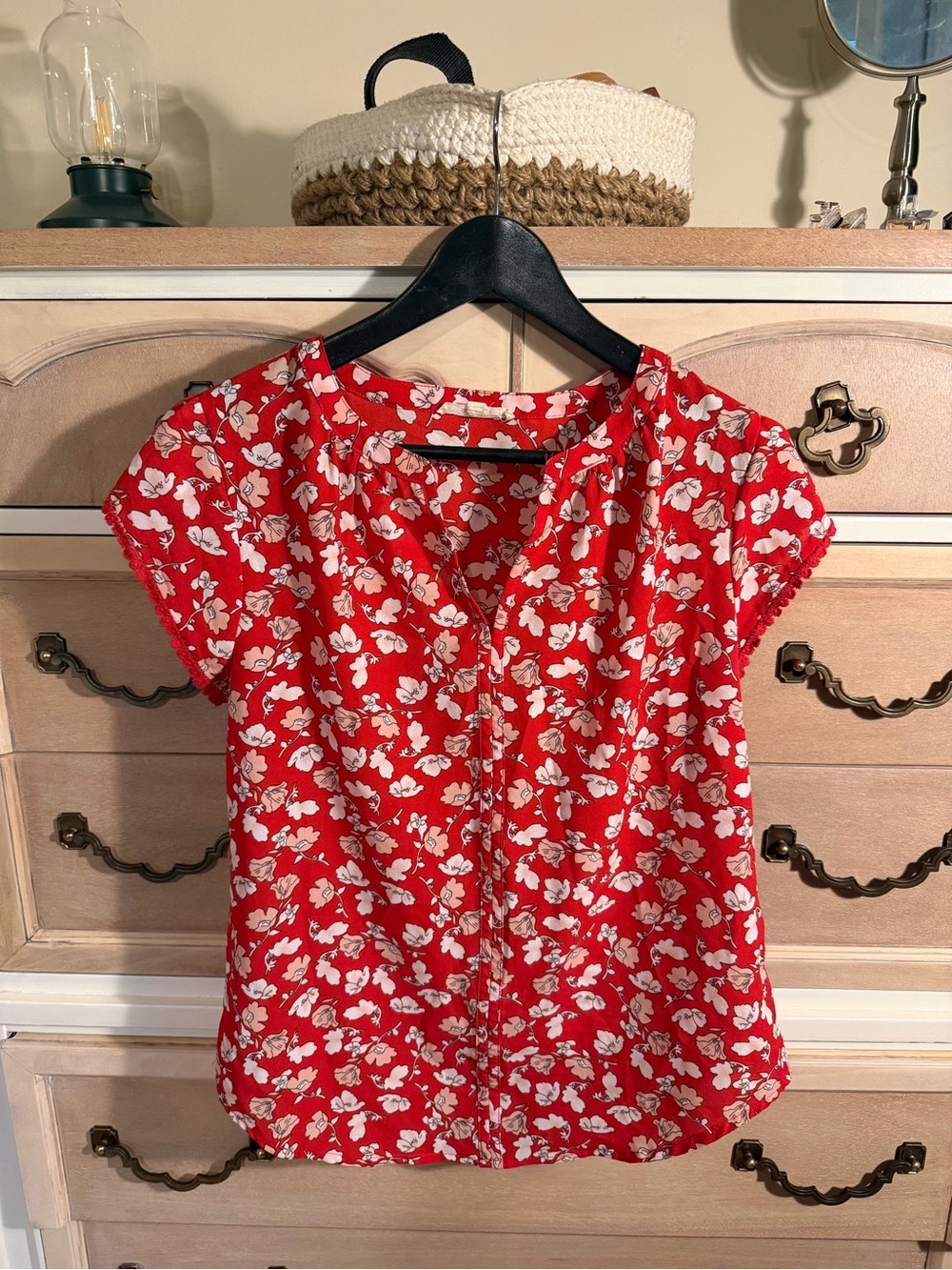 fun 2 fun Red Floral Short-Sleeve Blouse
